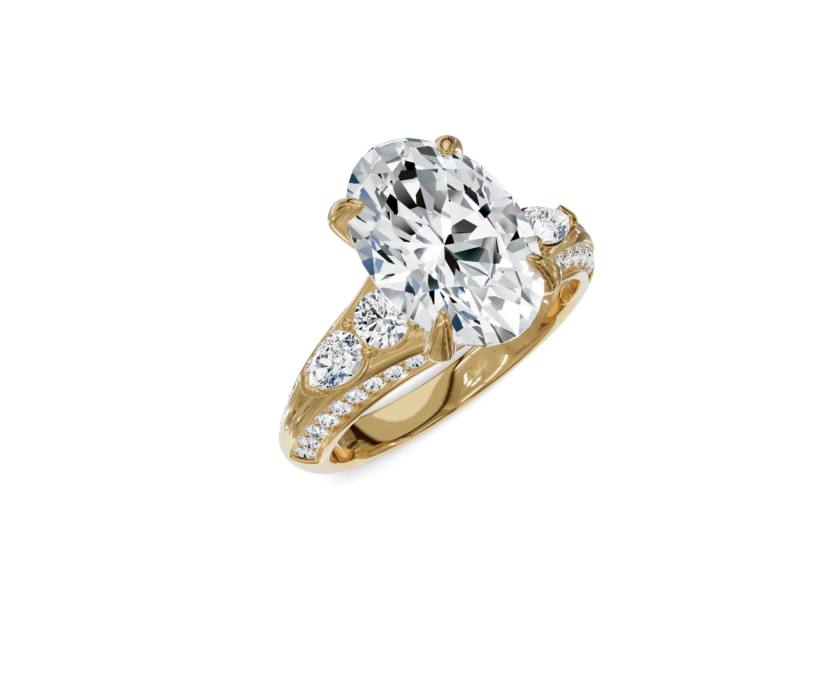 3.70 Ct Oval Diamond Ring with Side Stones - Chicory Jewel