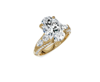 3.70 Ct Oval Diamond Ring with Side Stones - Chicory Jewel
