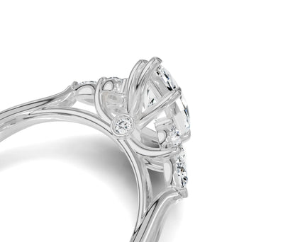 2 Ct Marquise Cut Lab Grown Diamond Engagement Ring with Side Stones - Chicory Jewel