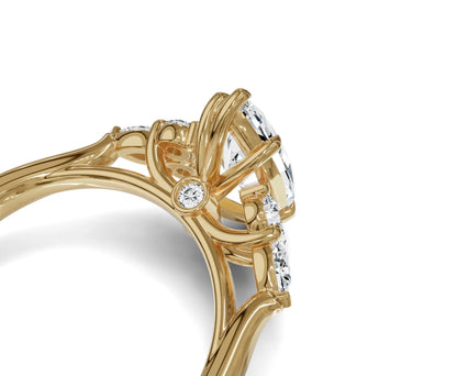 2 Ct Marquise Cut Lab Grown Diamond Engagement Ring with Side Stones - Chicory Jewel