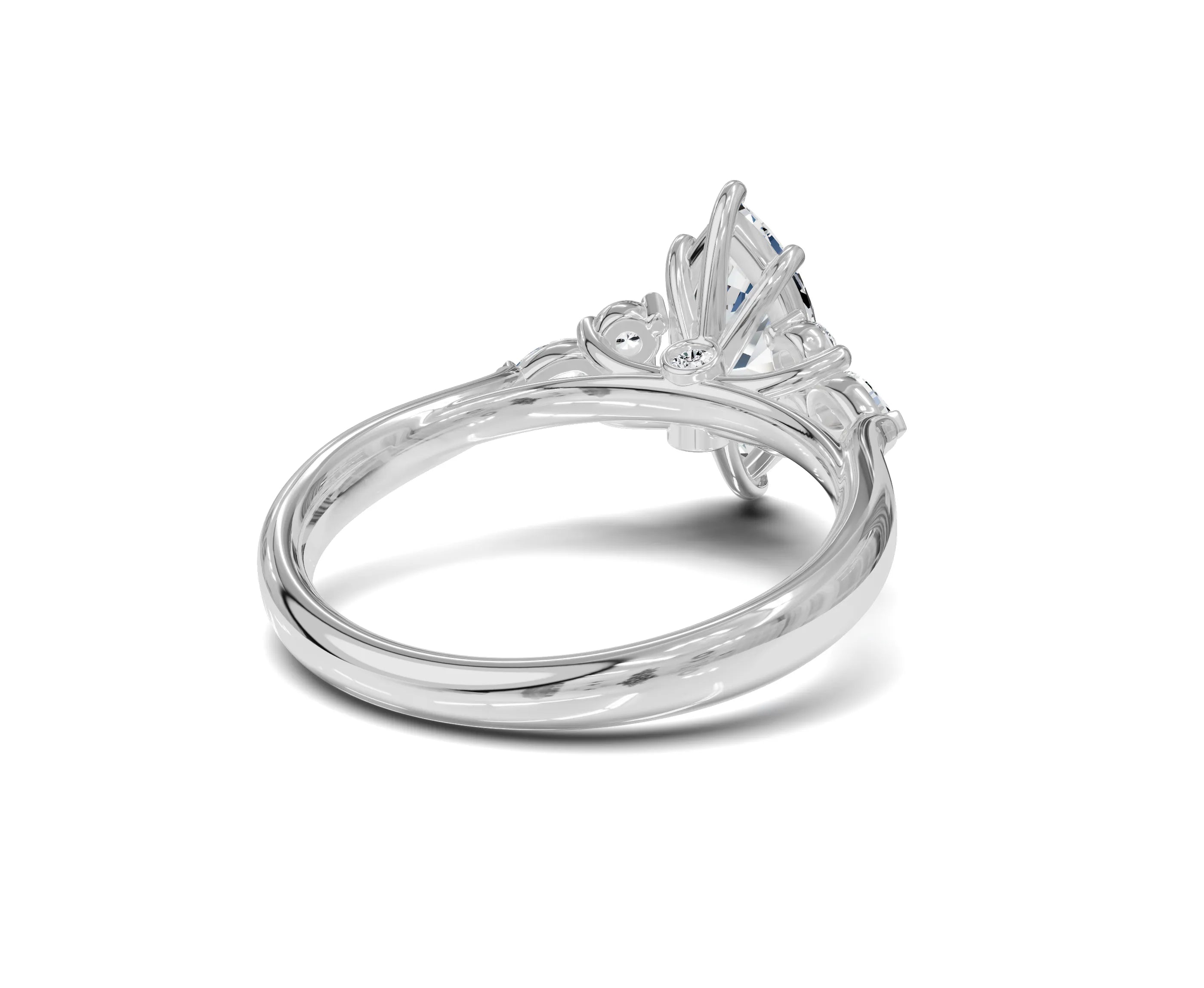 2 Ct Marquise Cut Lab Grown Diamond Engagement Ring with Side Stones - Chicory Jewel