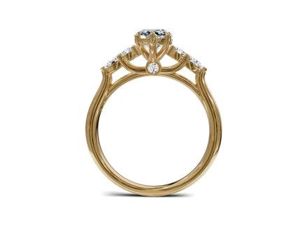 2 Ct Marquise Cut Lab Grown Diamond Engagement Ring with Side Stones - Chicory Jewel