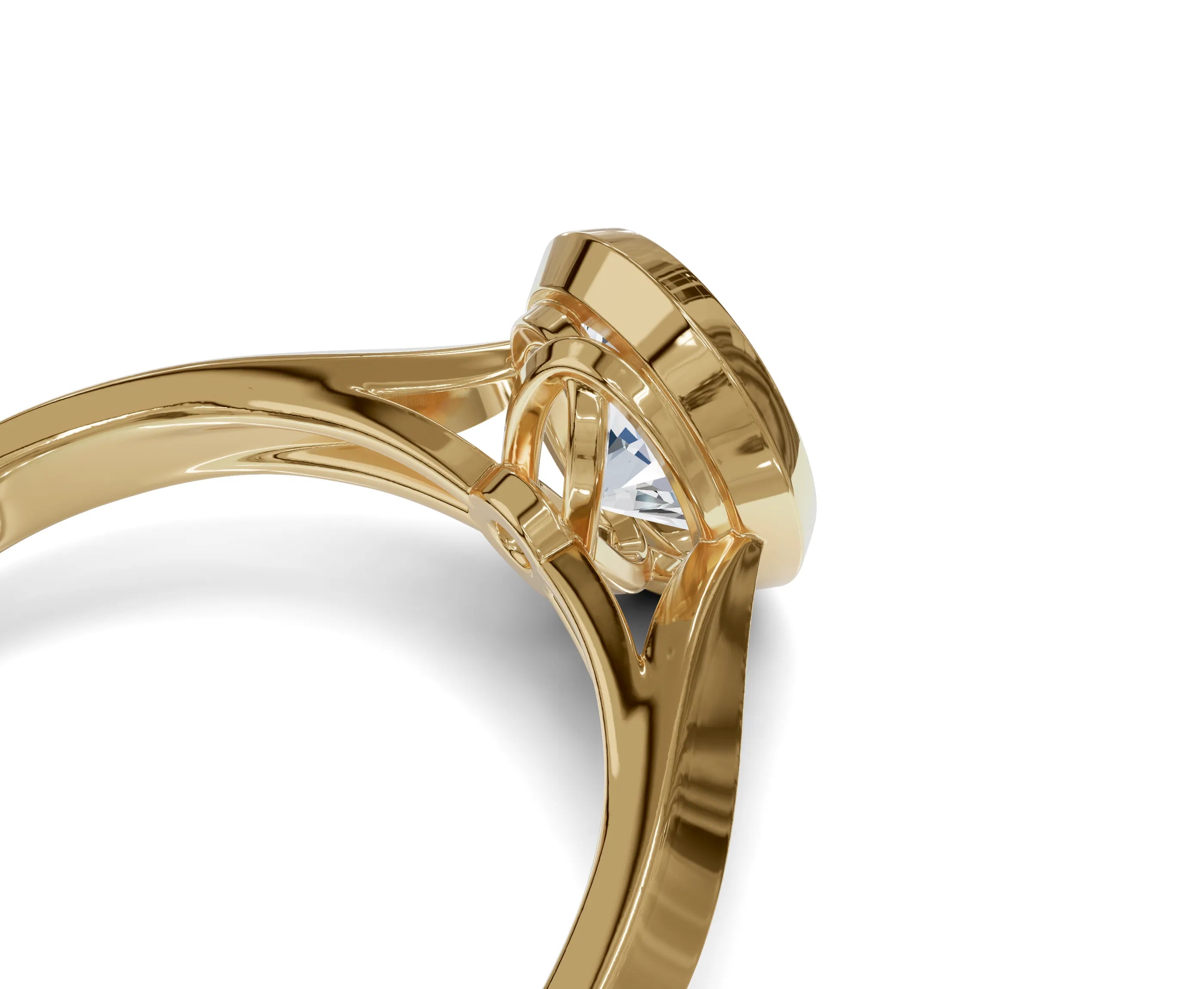 Oval Lab Grown Diamond Bezel Set Solitaire Engagement Ring | Chicory Jewel