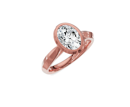 1.5 Ct Oval Diamond Bezel Setting Solitaire Engagement Ring - Chicory Jewel
