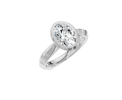 1.5 Ct Oval Diamond Bezel Setting Solitaire Engagement Ring - Chicory Jewel