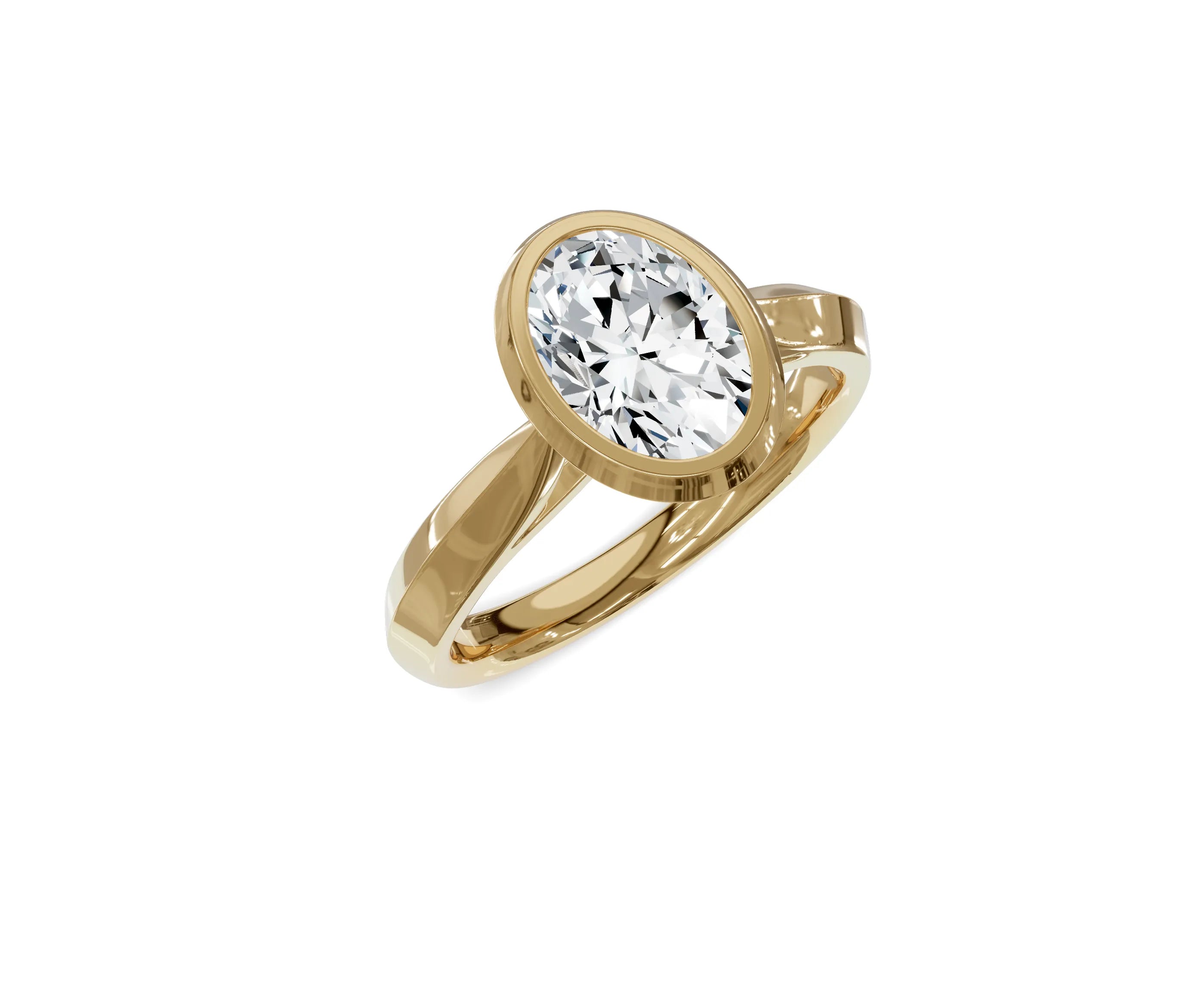 1.5 Ct Oval Diamond Bezel Setting Solitaire Engagement Ring - Chicory Jewel