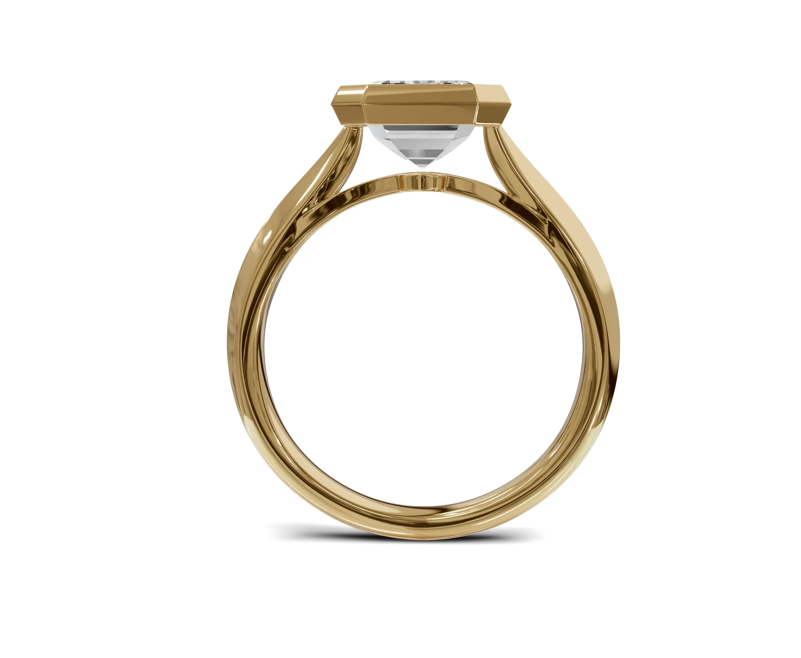 2.25 Ct Emerald Diamond Bezel Setting Solitaire Engagement Ring - Chicory Jewel