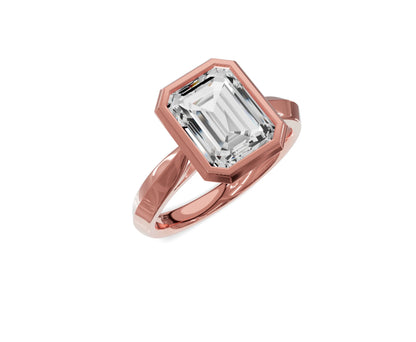 2.25 Ct Emerald Diamond Bezel Setting Solitaire Engagement Ring - Chicory Jewel