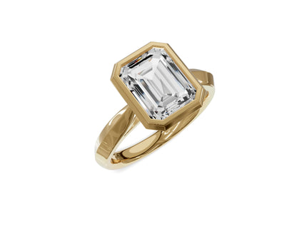 2.25 Ct Emerald Diamond Bezel Setting Solitaire Engagement Ring - Chicory Jewel