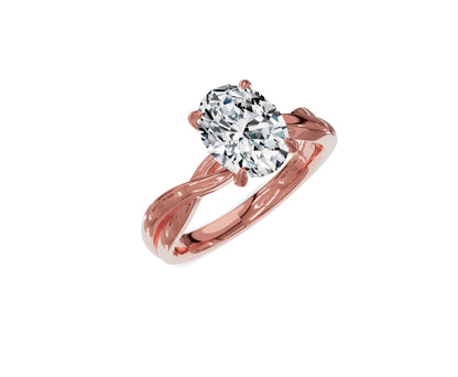 1.5 Ct Oval Diamond Twisted Shank Solitaire Engagement Ring - Chicory Jewel