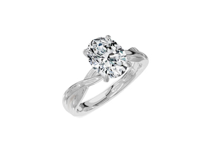 1.5 Ct Oval Diamond Twisted Shank Solitaire Engagement Ring - Chicory Jewel