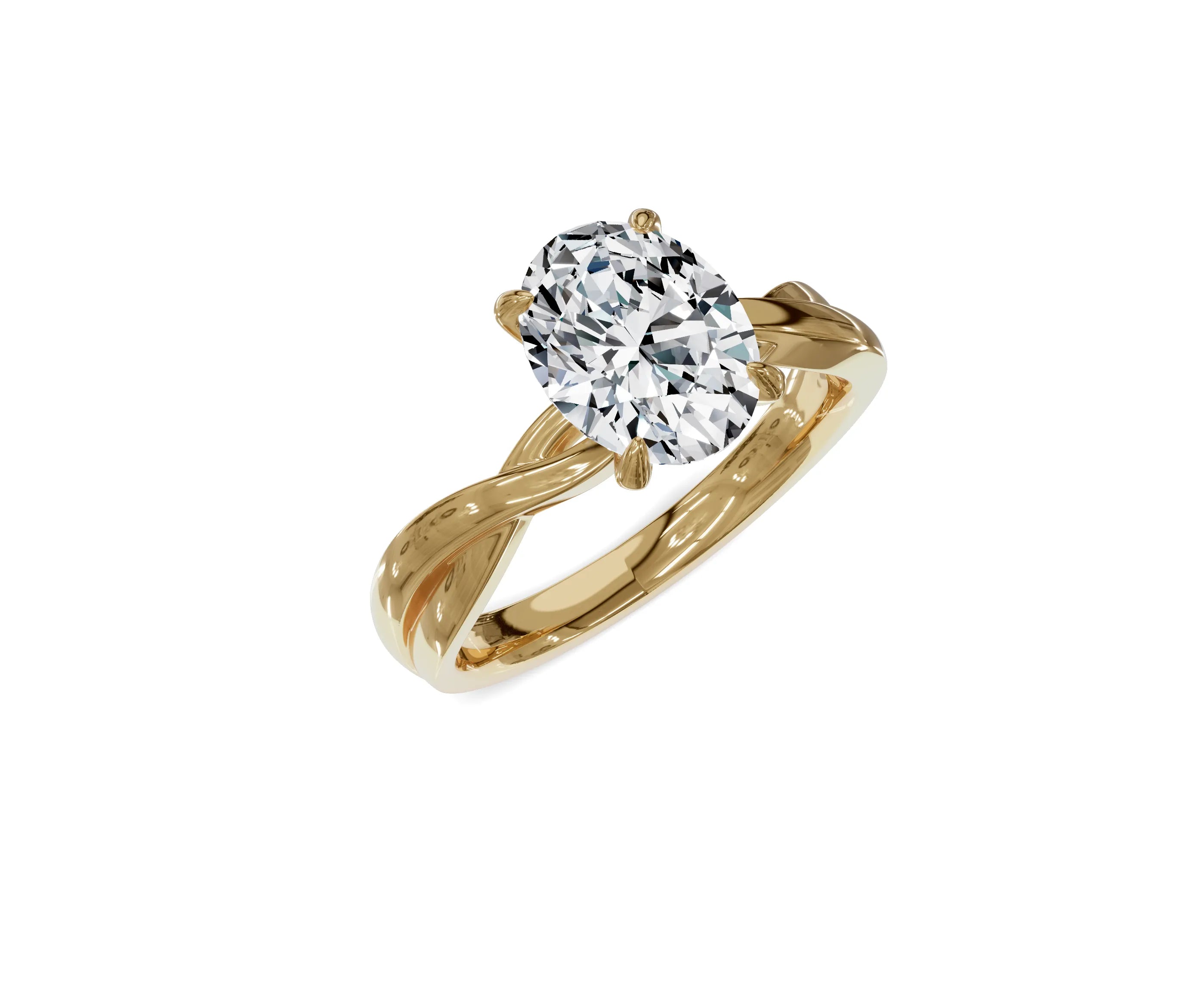 1.5 Ct Oval Diamond Twisted Shank Solitaire Engagement Ring - Chicory Jewel
