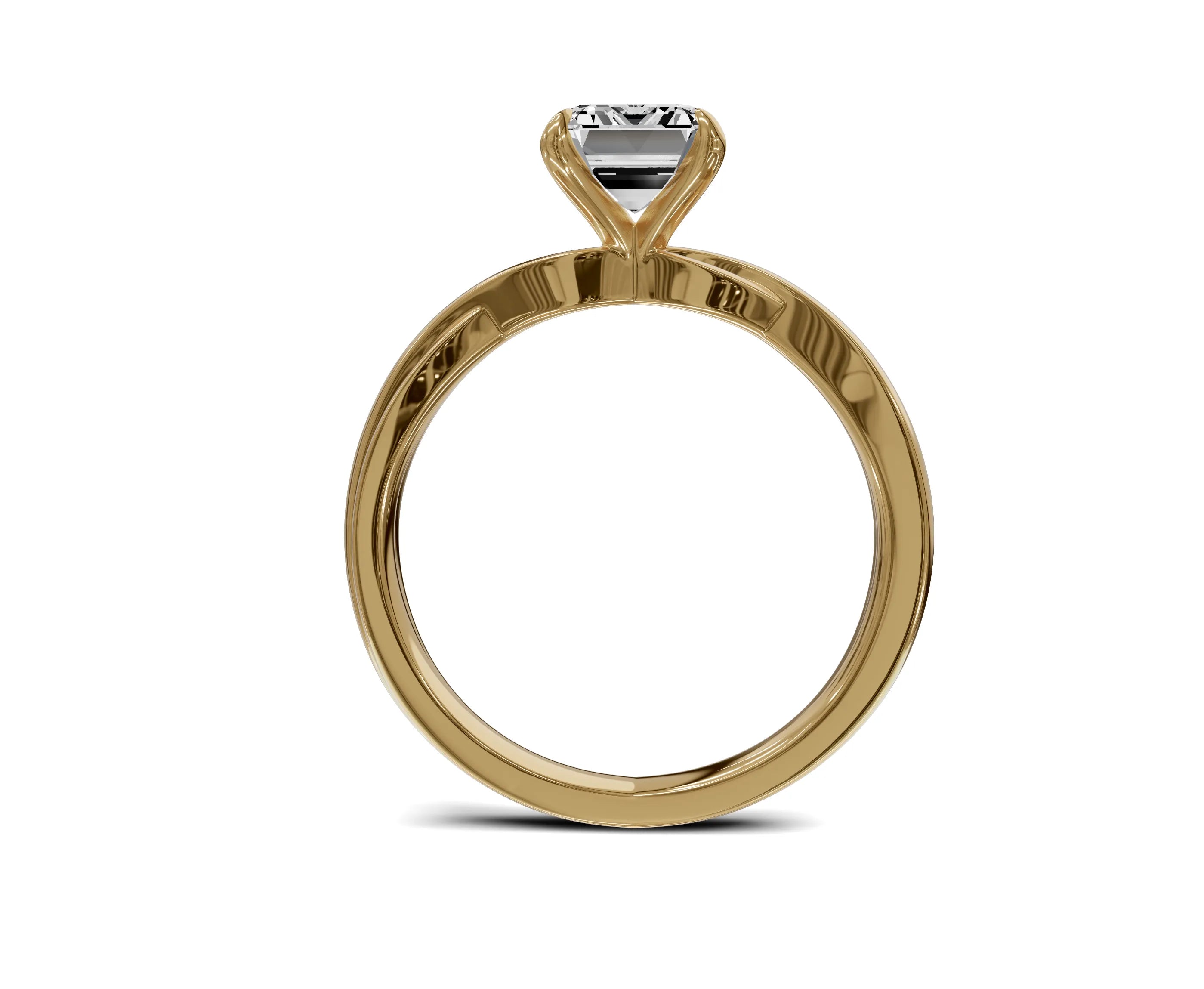 1.5 Ct Emerald Diamond Twisted Shank Solitaire Engagement Ring - Chicory Jewel