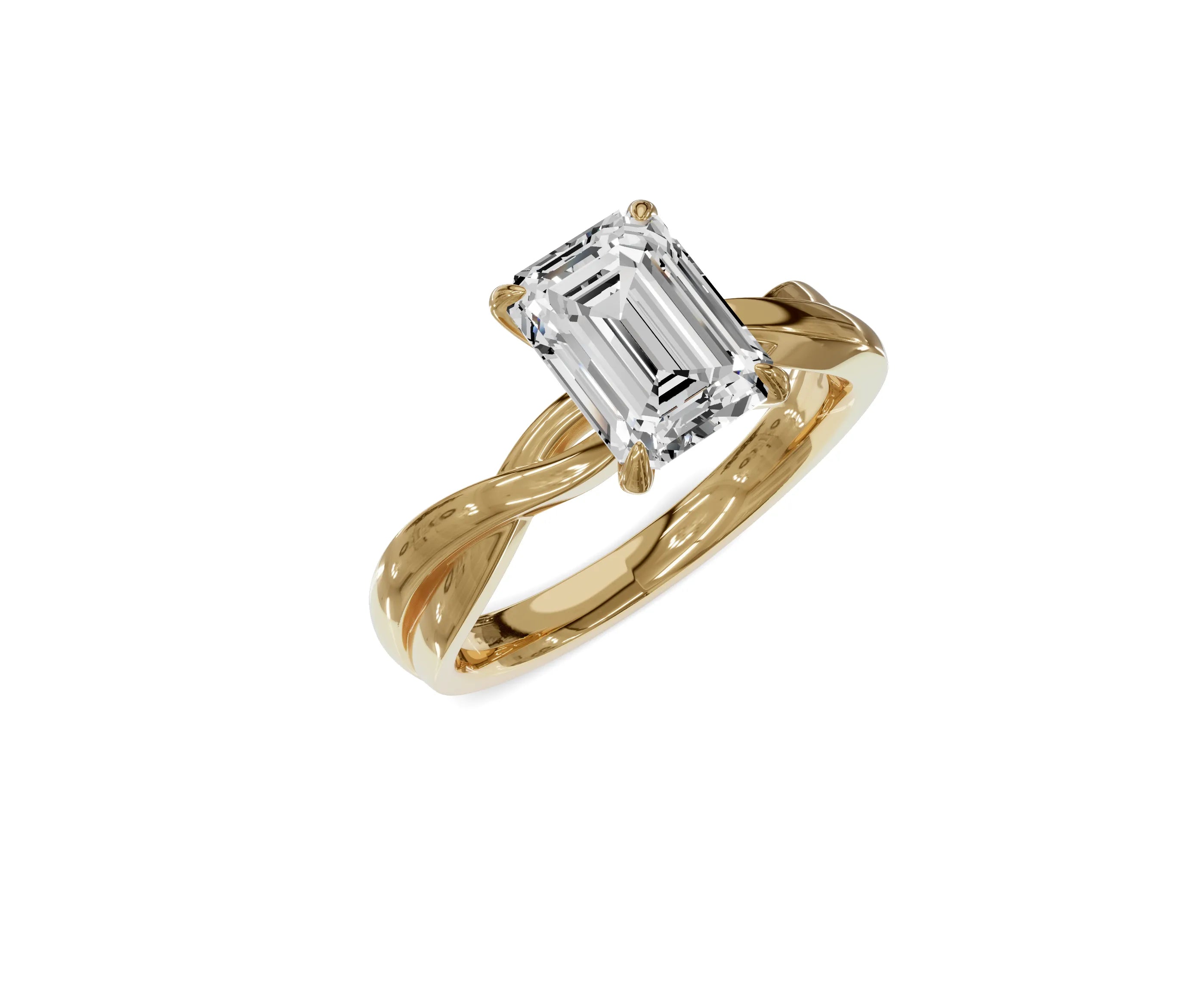 1.5 Ct Emerald Diamond Twisted Shank Solitaire Engagement Ring - Chicory Jewel