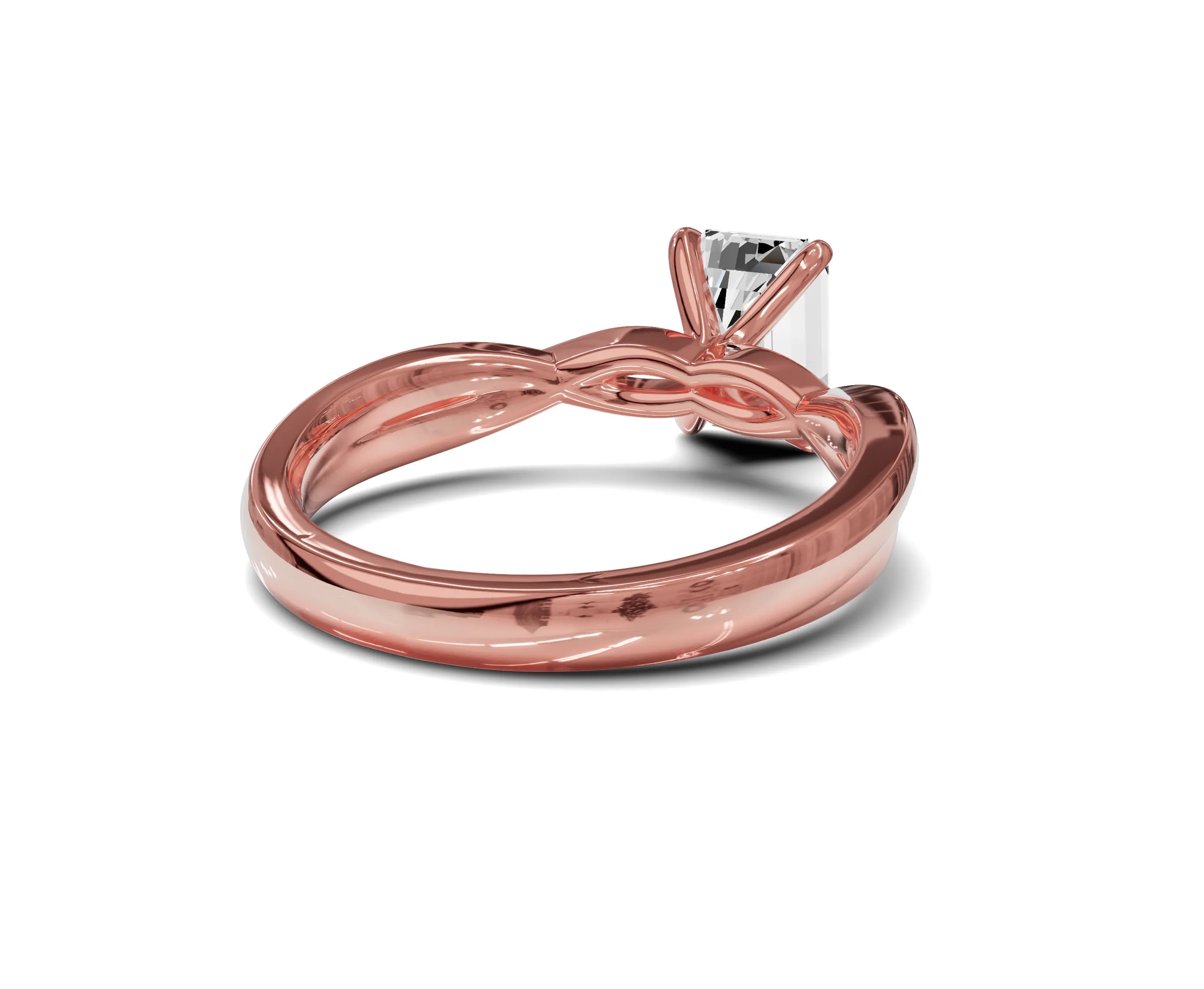 1.5 Ct Emerald Diamond Twisted Shank Solitaire Engagement Ring - Chicory Jewel