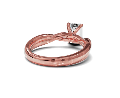 1.5 Ct Emerald Diamond Twisted Shank Solitaire Engagement Ring - Chicory Jewel