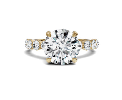 3.25 Ct Round Diamond Engagement Ring with Side Stones & Hidden Halo - Chicory Jewel