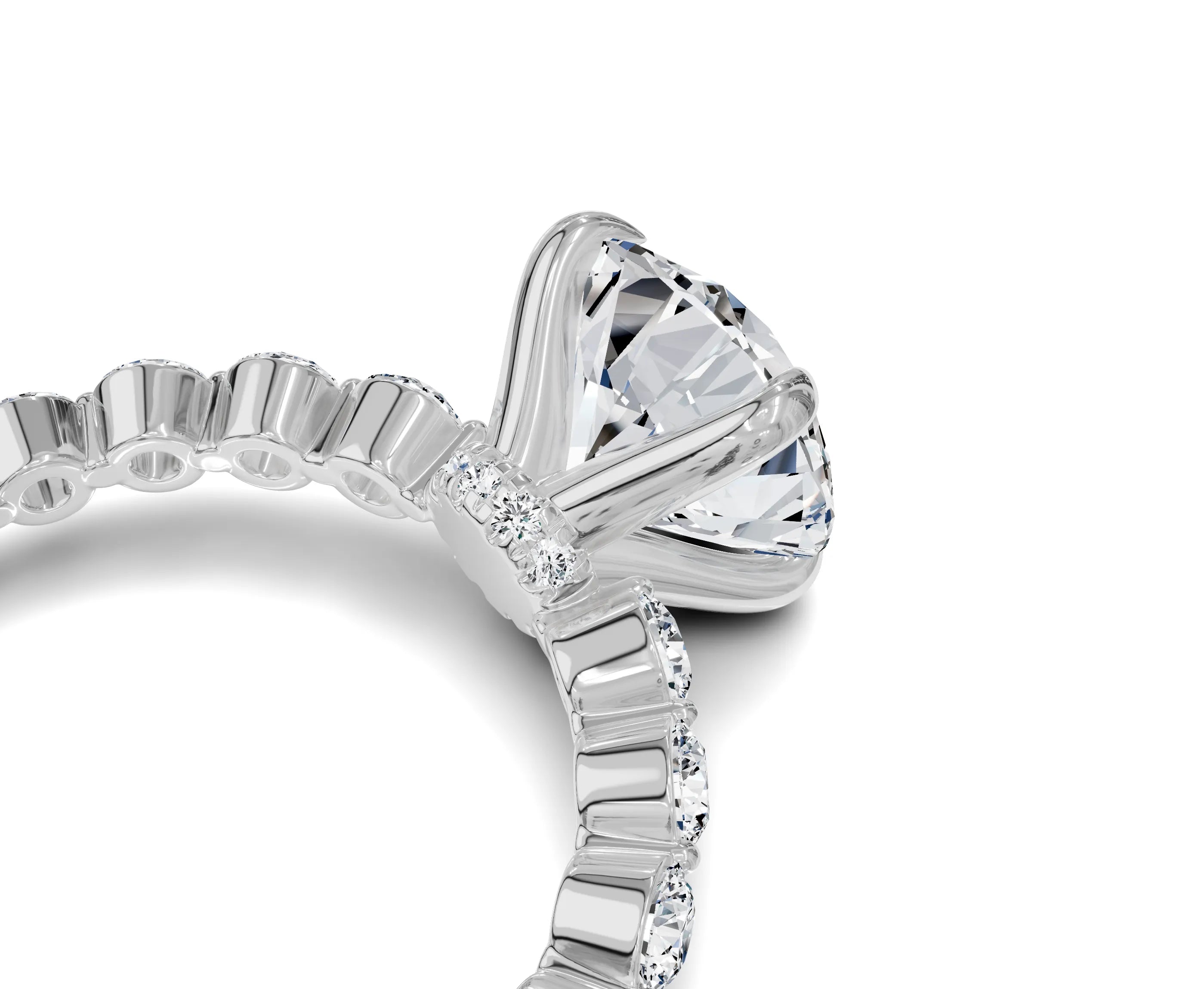 3.25 Ct Round Diamond Engagement Ring with Side Stones & Hidden Halo - Chicory Jewel