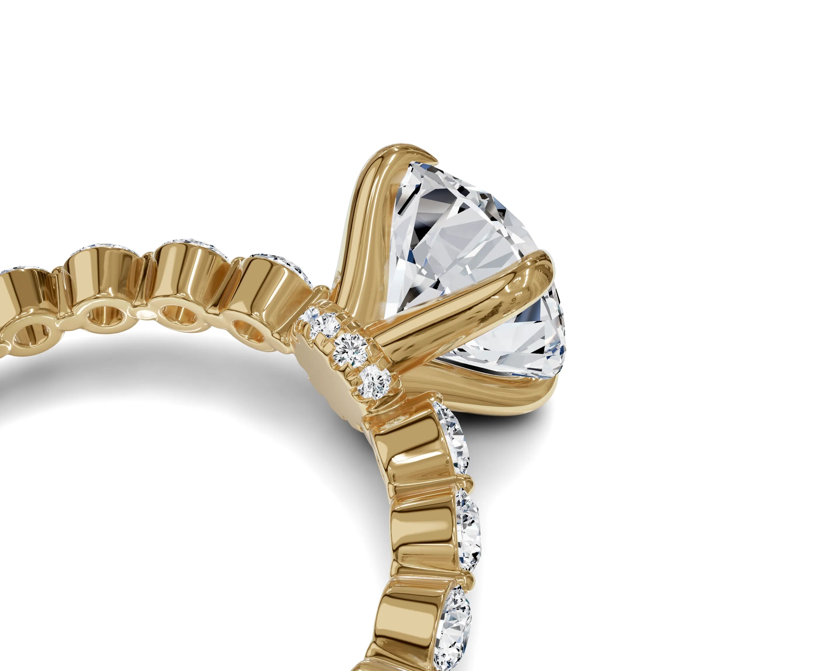 3.25 Ct Round Diamond Engagement Ring with Side Stones & Hidden Halo - Chicory Jewel