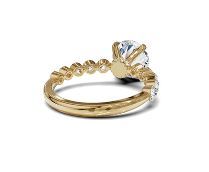 3.25 Ct Round Diamond Engagement Ring with Side Stones & Hidden Halo - Chicory Jewel