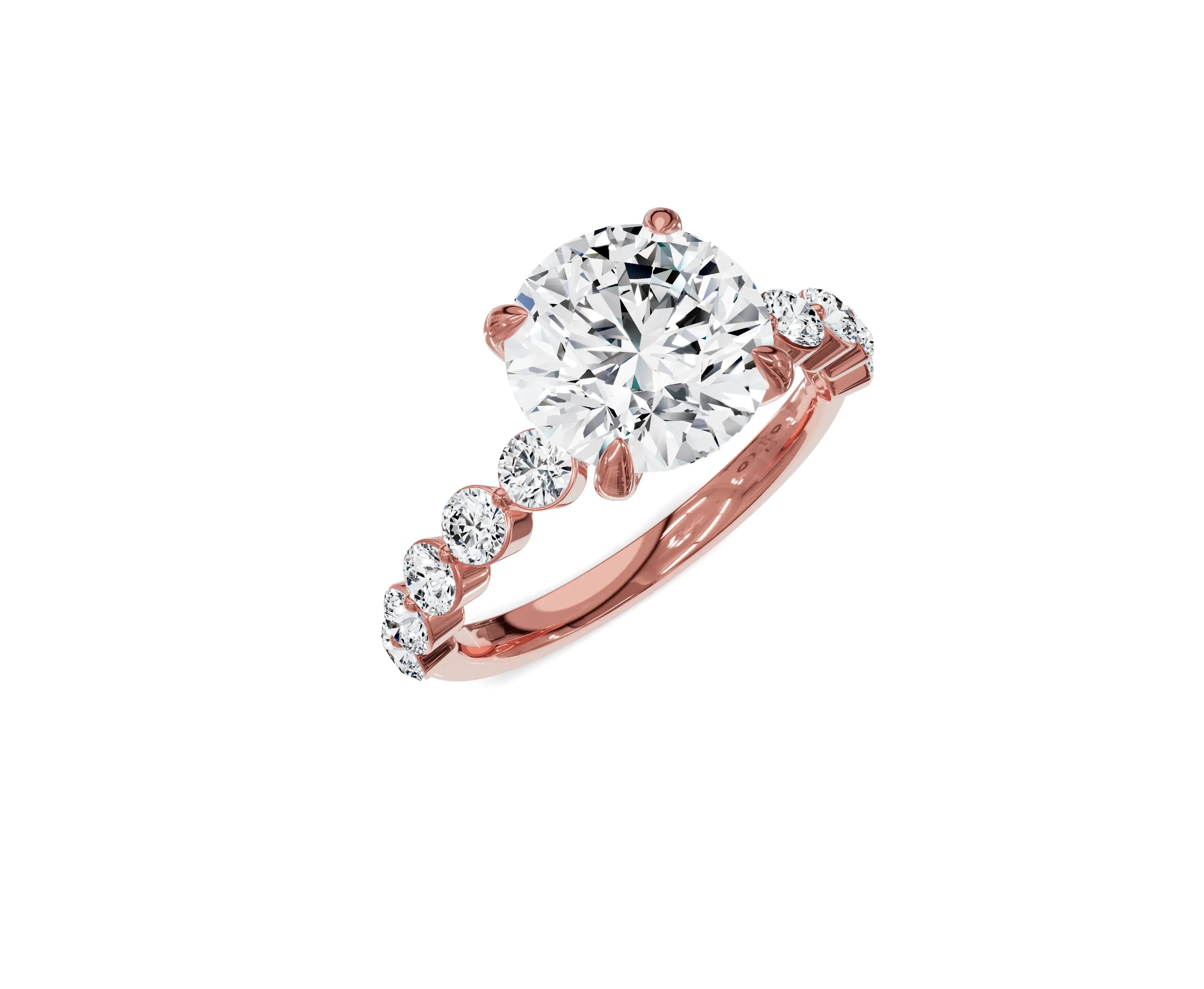 3.25 Ct Round Diamond Engagement Ring with Side Stones & Hidden Halo - Chicory Jewel