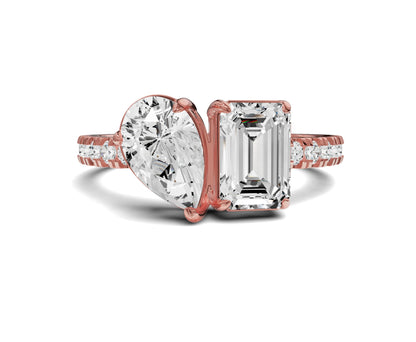 Pear & Emerald Cut Toi Et Moi Engagement Ring | 2.50ct Lab Grown - Chicory Jewel