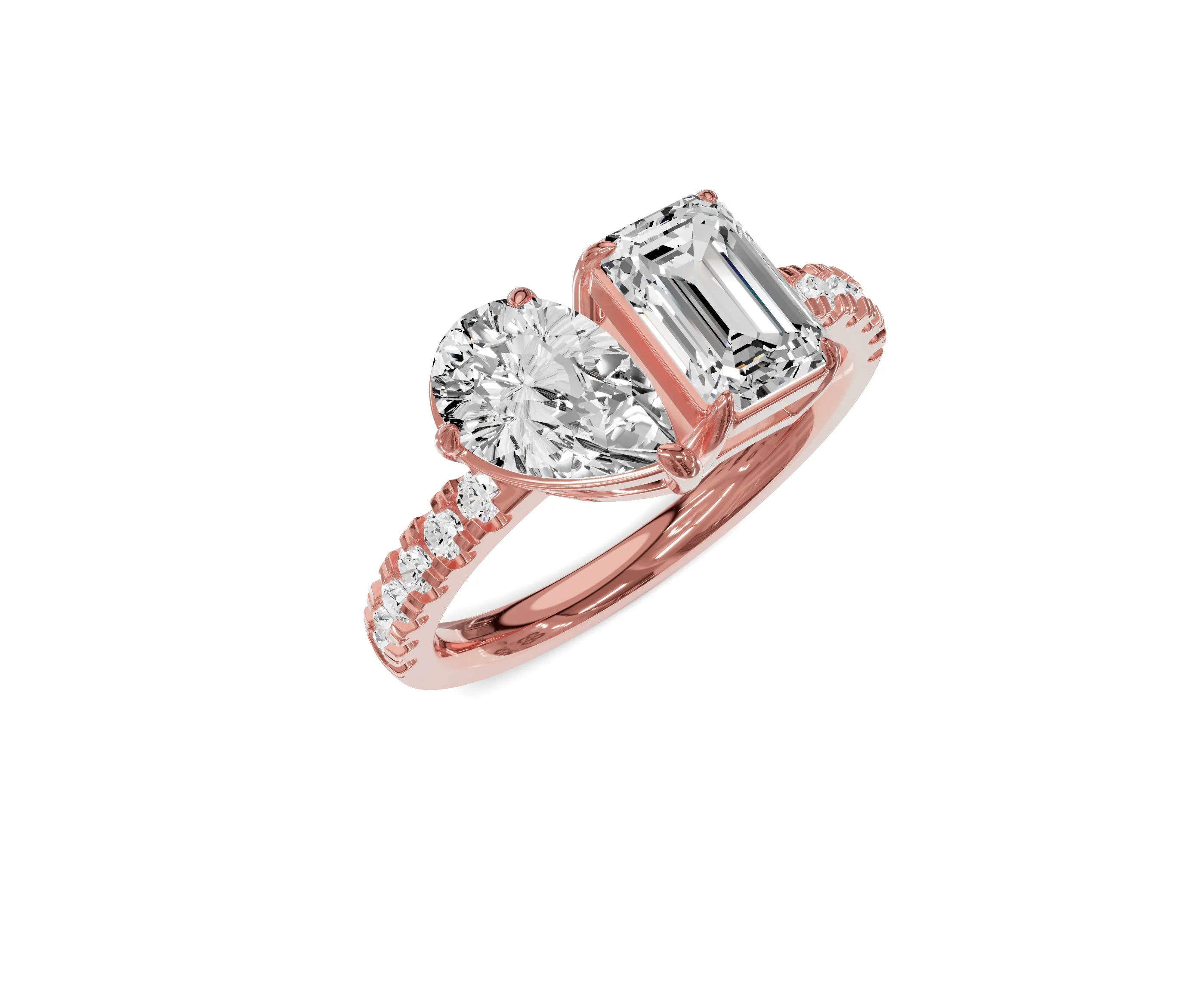 Pear & Emerald Cut Toi Et Moi Engagement Ring | 2.50ct Lab Grown - Chicory Jewel