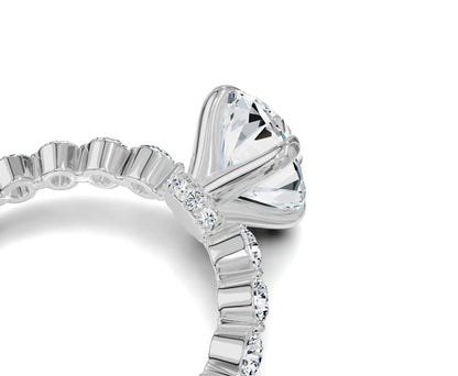 Oval Cut Diamond Engagement Ring with Side Stone - Chicory Jewel