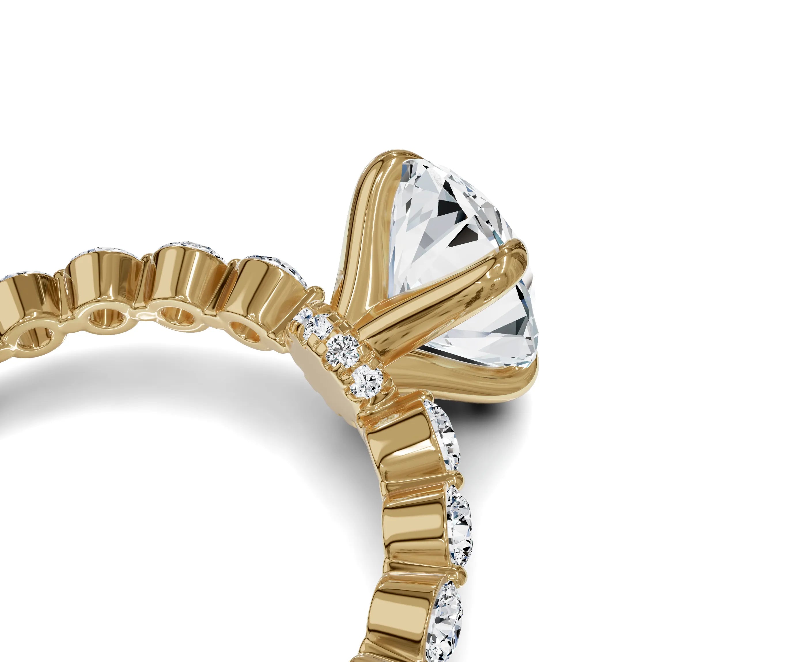 Oval Cut Diamond Engagement Ring with Side Stone - Chicory Jewel