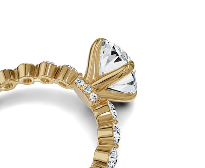 Oval Cut Diamond Engagement Ring with Side Stone - Chicory Jewel