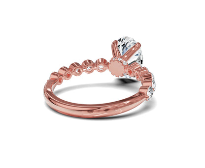 Oval Cut Diamond Engagement Ring with Side Stone - Chicory Jewel