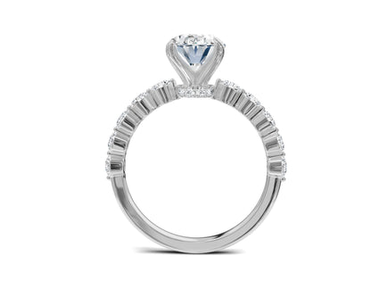 Oval Cut Diamond Engagement Ring with Side Stone - Chicory Jewel