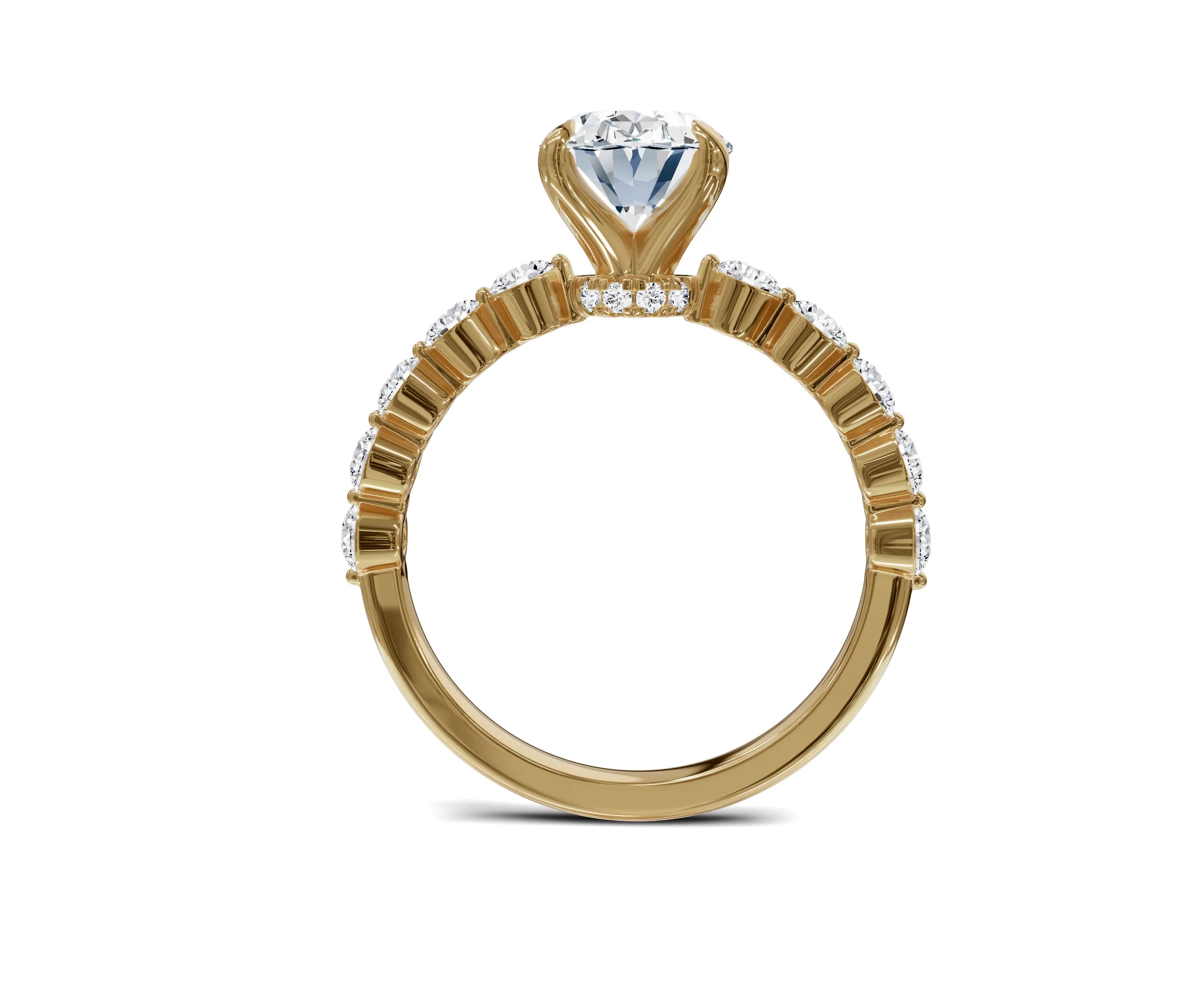 Oval Cut Diamond Engagement Ring with Side Stone - Chicory Jewel