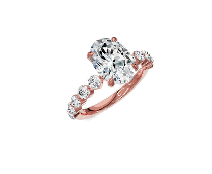 Oval Cut Diamond Engagement Ring with Side Stone - Chicory Jewel