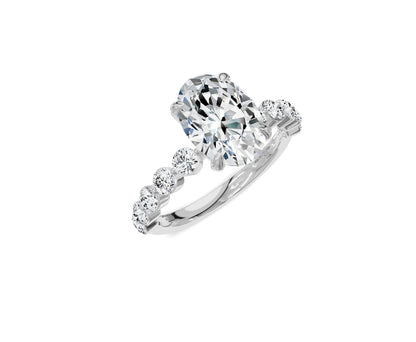 Oval Cut Diamond Engagement Ring with Side Stone - Chicory Jewel
