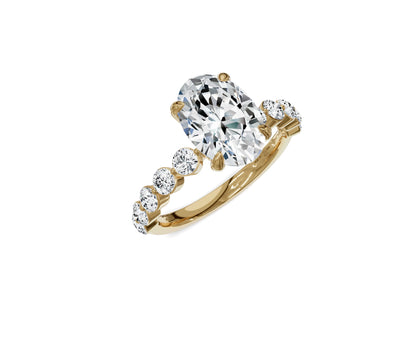 Oval Cut Diamond Engagement Ring with Side Stone - Chicory Jewel