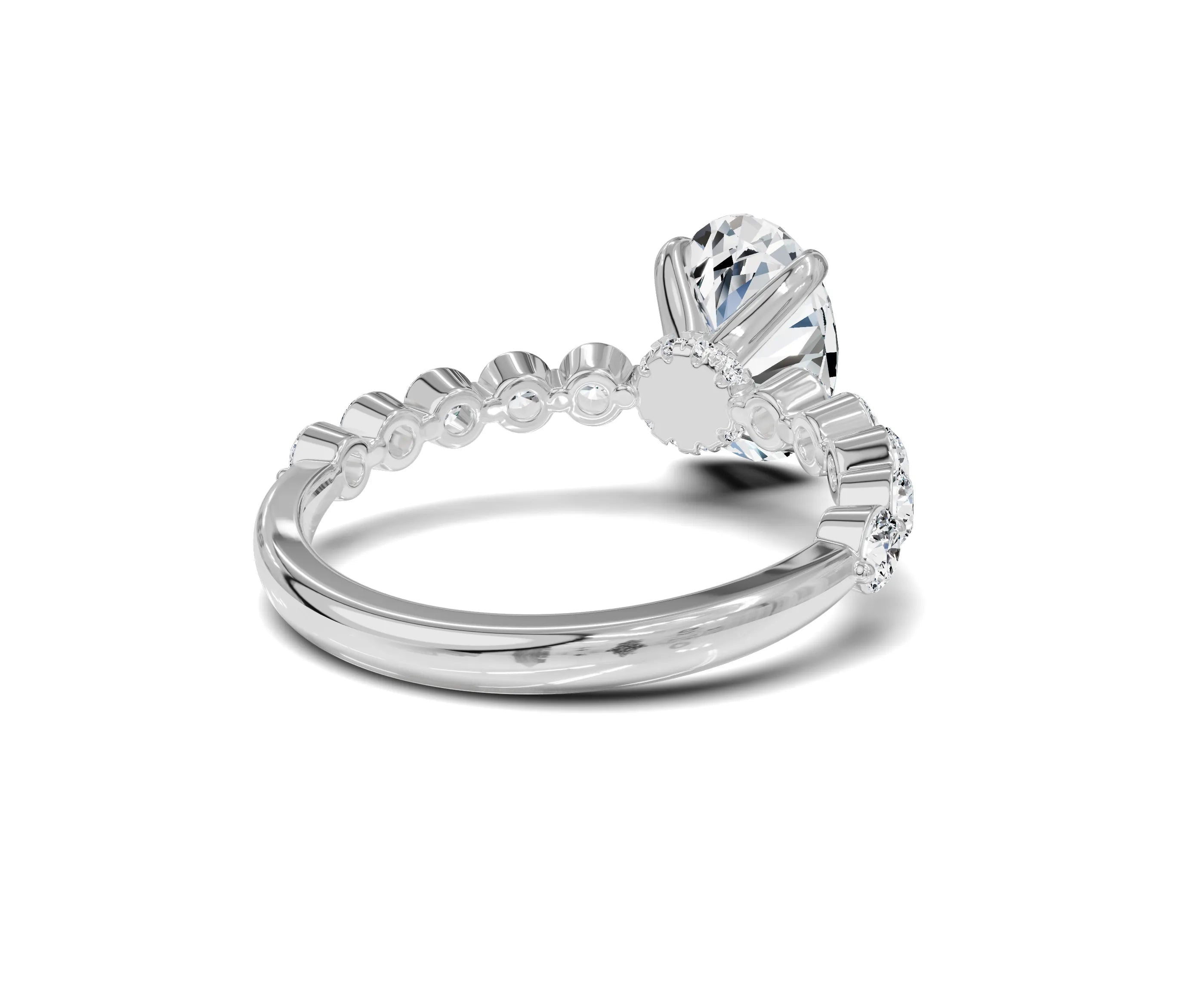 Oval Cut Diamond Engagement Ring with Side Stone - Chicory Jewel