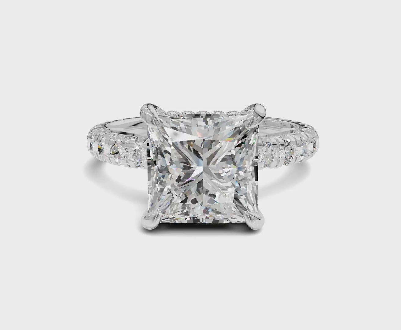 Luxurious Engagement Ring with Hidden Halo|3ct|Princess Cut