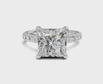 Luxurious Engagement Ring with Hidden Halo|3ct|Princess Cut