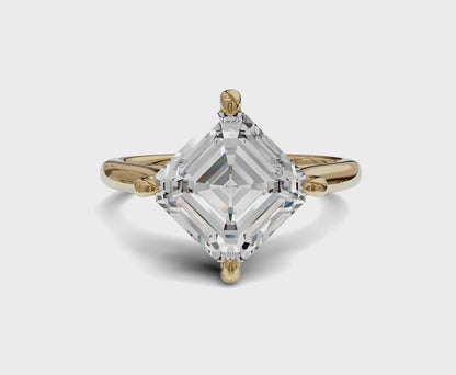 2.60 Ct Asshcher Cut Engagement Ring With Hidden Halo