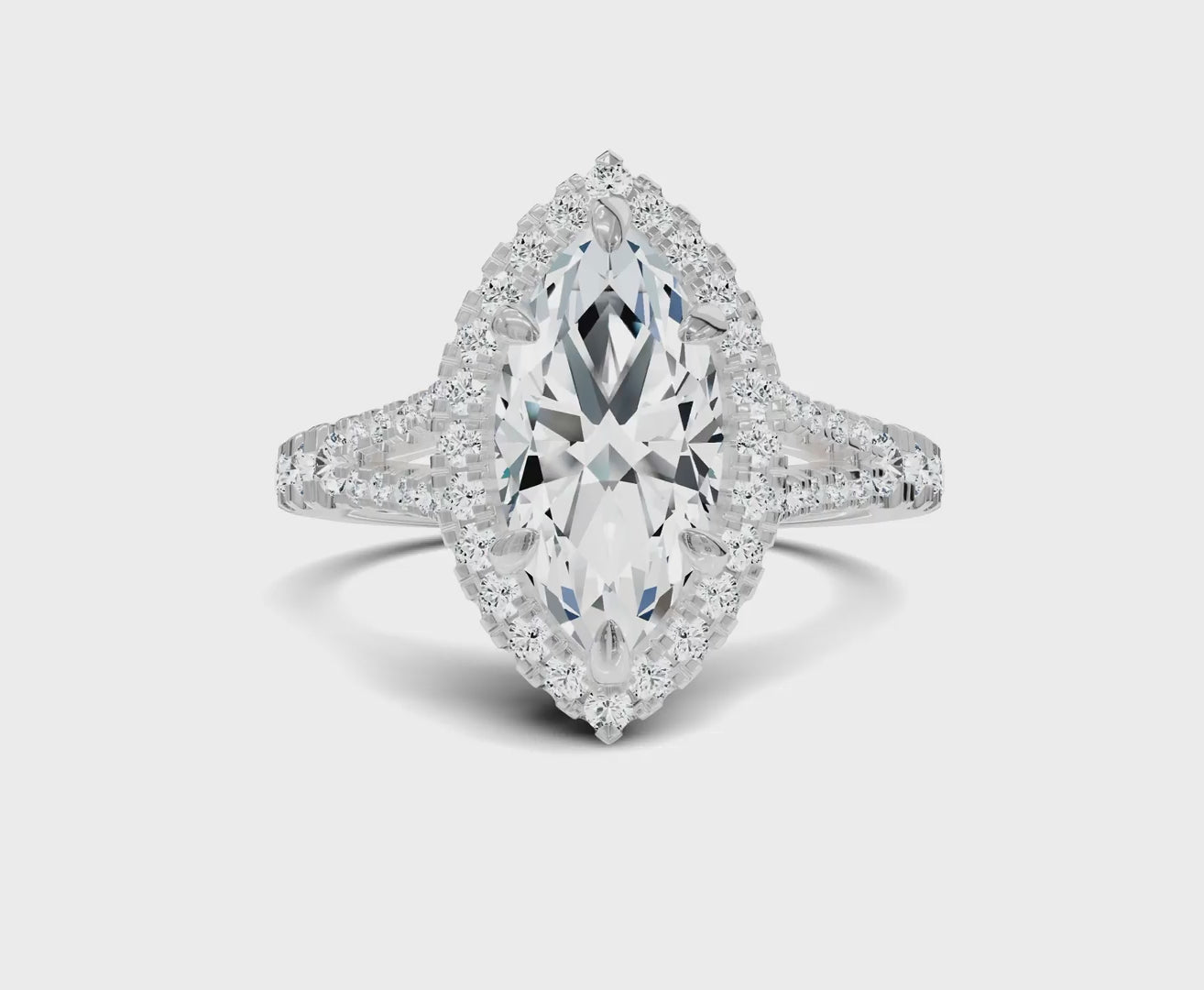 2.00Ct Marquise Split Shank Side Stone Engagement Ring