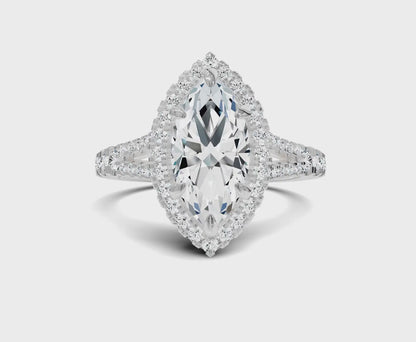 2.00Ct Marquise Split Shank Side Stone Engagement Ring