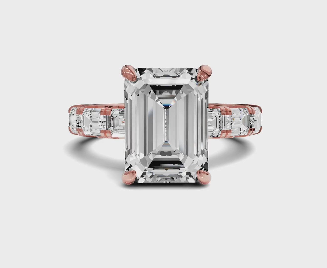 Brilliant Emerald Engagement Ring | Side stone & halo