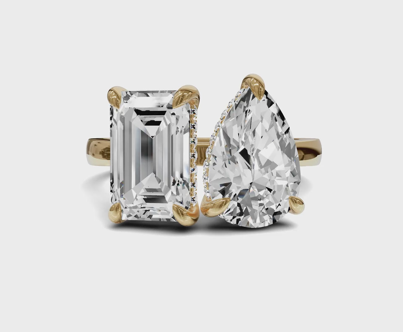 Pear & Emerald Toi et Moi Diamond Ring