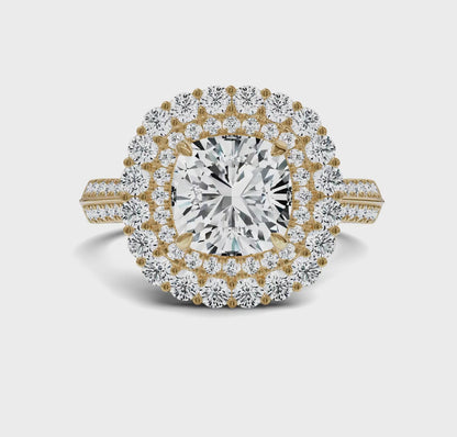 Timeless Cushion Cut Engagement Rings | Halo with Side Stones