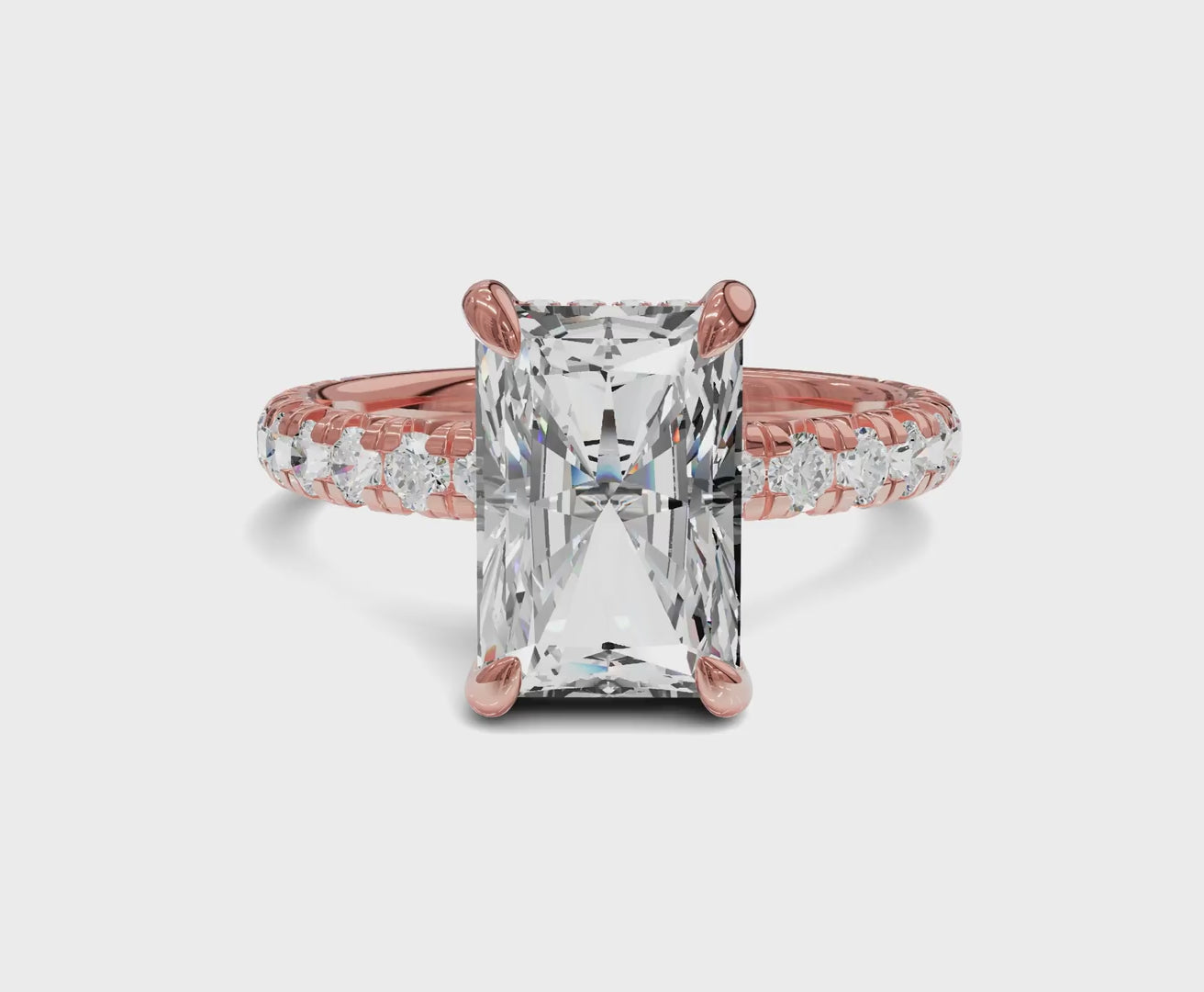 Luxurious Engagement Ring with Hidden Halo|3 ct|Radiant Cut