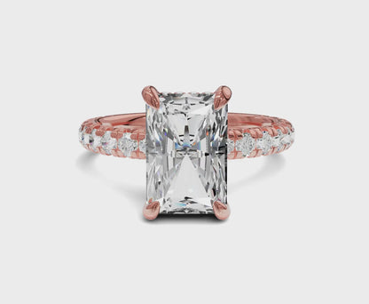 Luxurious Engagement Ring with Hidden Halo|3 ct|Radiant Cut