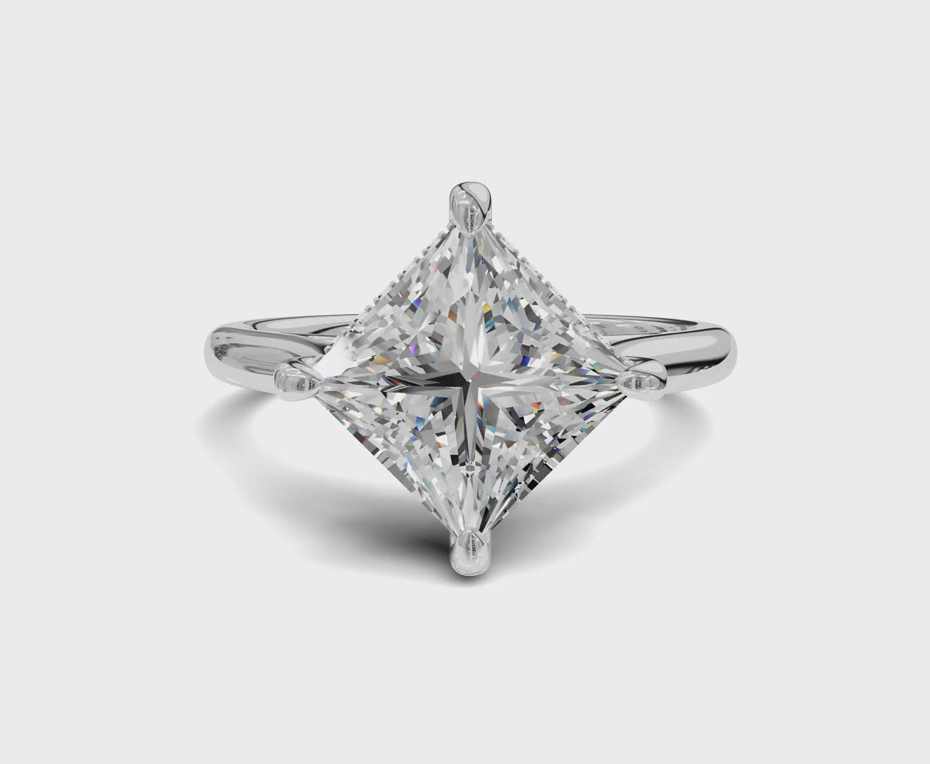 2.60 Ct Princess Cut Engagement Ring With Hidden Halo