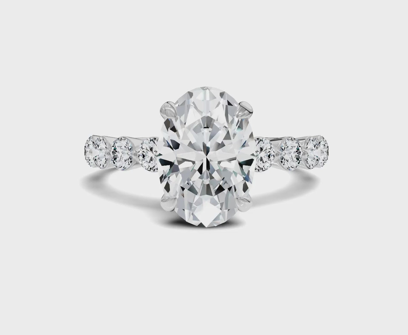 2.75 Ct Oval Cut Diamond Engagement Ring with Side Stone