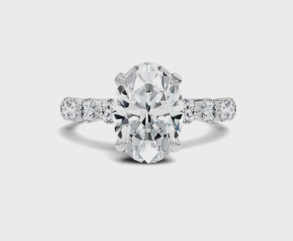 2.75 Ct Oval Cut Diamond Engagement Ring with Side Stone